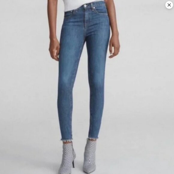 rag & bone Denim - Rag and Bone Hi Rise Ankle Skinny Raw Hem Jeans Size 24 #2025